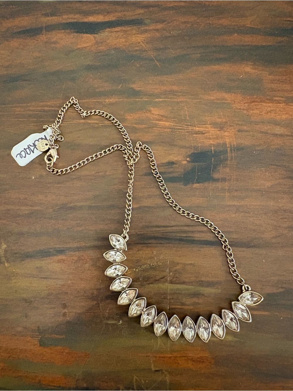 Loft Crystal Marquise Statement Necklace - Gold Tone